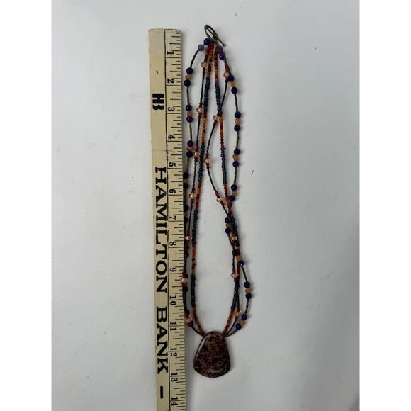 Variscite Stone Beaded Necklace With Multicolor Beads & Large Pendant - Picture 2 of 16